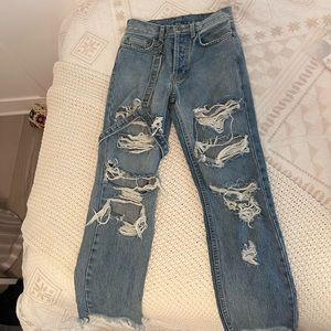 Carmar distressed jeans with denim chain